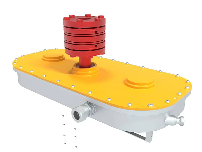 Industrial Mechanical Component With Red Cylindrical Top And Yellow Base Structure 3d model