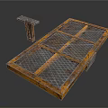 Rusted Metal Mesh Platform Structure With Side Stand And Industrial Design