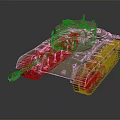 Detailed Military Tank Model With Khaki Color Cannon Armored Tracks And Military Style