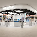 Organized Modern Food Shop Interior With Shelves Displayed Products And Lighting