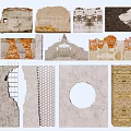 Various Wall Texture Designs With Stone Brick Concrete And Grid Patterns 3d model