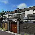Traditional Chinese Semi Detached Villa With Two Story Glass Windows Balcony And Greenery