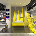 Modern Clothing Store Interior With Fashion Apparel Display And Yellow Decor Elements