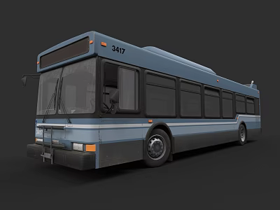 Blue City Bus Number 3417 Modern Urban Public Transport Exterior View 3d model