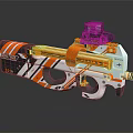 Phantom Assault Rifle With Orange White Stripe Design And Tactical Scope 3d model