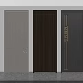 Modern Interior Hinged Doors With Different Wood Grain And Gray Line Patterns 3d model