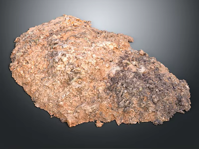 Natural Rough Surface Rock Formation With Brown And Black Mineral Texture 3d model