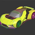 Yellow Sports Car Featuring Sleek Aerodynamic Design Black Roof Wheels on Dark Background with Reflection