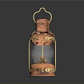 Vintage Copper Lantern With Glass Shade Metal Frame And Handle