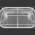 Natural Rattan Lounge Chair With Gray Cushion And Black Metal Legs