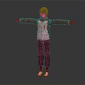 3D Male Character Model Wearing Black Coat Standing With Arms Outstretched In Gray Background