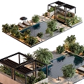 Landscape Landscape Green Flower Pool Villa Landscape Landscape Swimming Pool 3d model