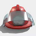 Red Firefighter Helmet With Transparent Visor And Yellow Accent Safety Gear