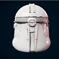 Orange And White Clone Trooper Helmet With Blue Accents And Ventilation Ports
