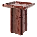 Brown Textured Stone Side Table With Columnar Base And Decorative Balls