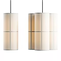 Modern Floor Lamps With Beige Fabric Shades Gray Grid Lines And Tall And Short Designs