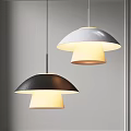 Modern Black and White Pendant Lights With Mushroom Shaped Layered Shades