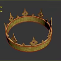 Royal Sculpted Golden Crown Adorned With Red Gemstones And Ornate Design