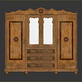 Antique Carved Wooden Cabinet With Glass Doors And Ornate Details