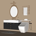 French Hanging Bathroom Cabinet Toilet Bathroom Cabinet Towel Rack Mirror 3d model