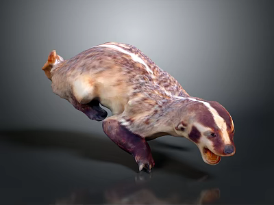 Realistic Style Badger Shaped Decorative Figurine With Running Pose And Fur Details 3d model
