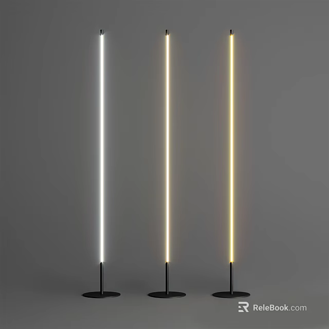 Modern Slim Standing Floor Lamps With Three Different Light Tones And Contemporary Design 3d model 