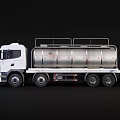 White Utility Tanker Truck With Large Silver Storage Tank And Multiple Wheels