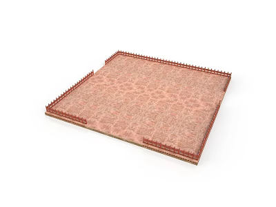 Architectural Square Platform With Textured Stone Surface And Decorative Edging 3d model
