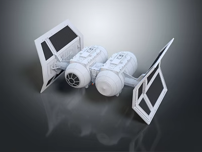 White Sci Fi Fighter Spaceship Model With Solar Panel Wings And Dual Engines 3d model