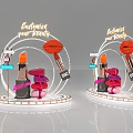 Customizable Beauty Decorative Ornament Set Featuring Lipstick And Lip Shaped Elements 3d model