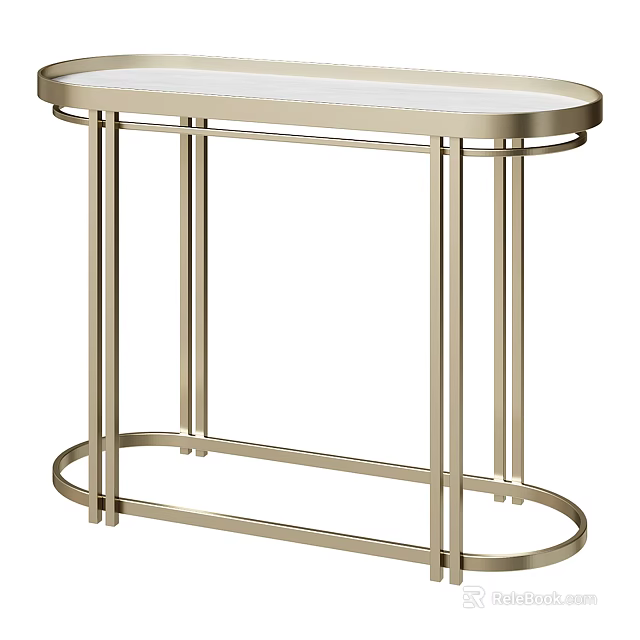 Modern Side Table with Gold Metal Frame and White Tabletop Sleek Contemporary Design 3d model 