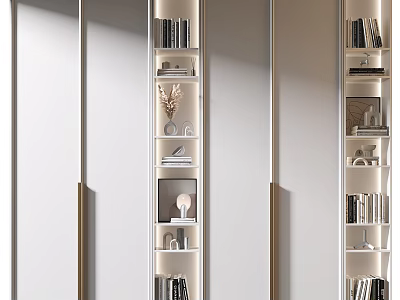 Elegant Modern Multilayer Bookshelf With Decorative Items And Books 3d model