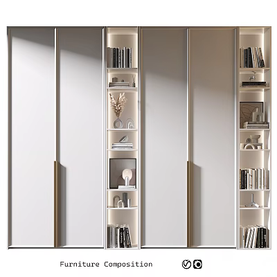 Elegant Modern Multilayer Bookshelf With Decorative Items And Books 3d model