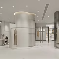 Modern Clothing Store Interior With Display Racks And Hanging Clothes