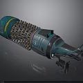 Futuristic Turquoise Motorcycle With Spiked Body And Yellow Stripe Mechanical Design