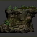 Natural Wooden Stone Decorative Structure Featuring Moss And Small Plants On Surface