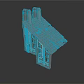 Traditional Architectural Building Model With Shingled Roof Two Chimneys And Windows