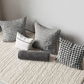 Modern Decorative Pillows With Houndstooth Striped And Geometric Patterns On Carpet 3d model