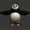 Smiling Panda Cartoon Character With Orange Pants And Yellow Stripes Standing With Arms Outstretched