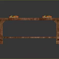 Rustic Wooden Long Dining Table With Four Trays Of Fresh Fruits And Vegetables