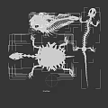 Creative White Animal Skeleton Decorative Ornament Set for Home Decor Display on Black Background