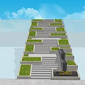 Modern Staircase Design With Green Plants And LOGO On Urban Structure