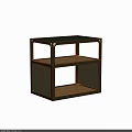 Elegant Golden Frame Display Shelf With Two Tiers Wooden Shelves And Woven Pattern Sides