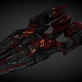 Red Black Sci Fi Spaceship Design With Armored Thrusters And Cosmic Exploration 3d model