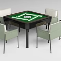 Modern Square Entertainment Table With Green Mahjong Layout And Four Comfortable Chairs 3d model