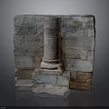Brick Sculpture Carving Featuring Cylindrical Structure and Square Base Design