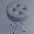Gray Fabric Tufted Sofa Stool With Metal Frame And Rolling Casters 3d model