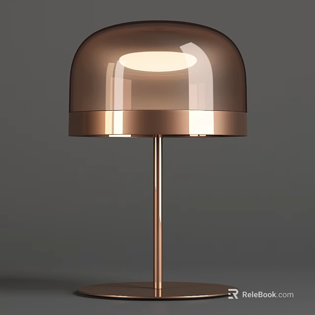 Modern Copper Table Lamp With Glossy Dome Shade And Slim Metal Stand 3d model 