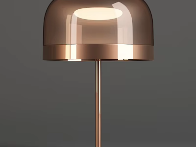 Modern Copper Table Lamp With Glossy Dome Shade And Slim Metal Stand 3d model