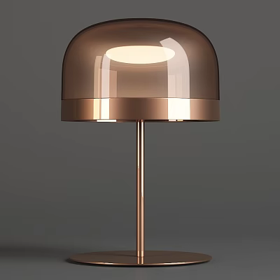 Modern Copper Table Lamp With Glossy Dome Shade And Slim Metal Stand 3d model